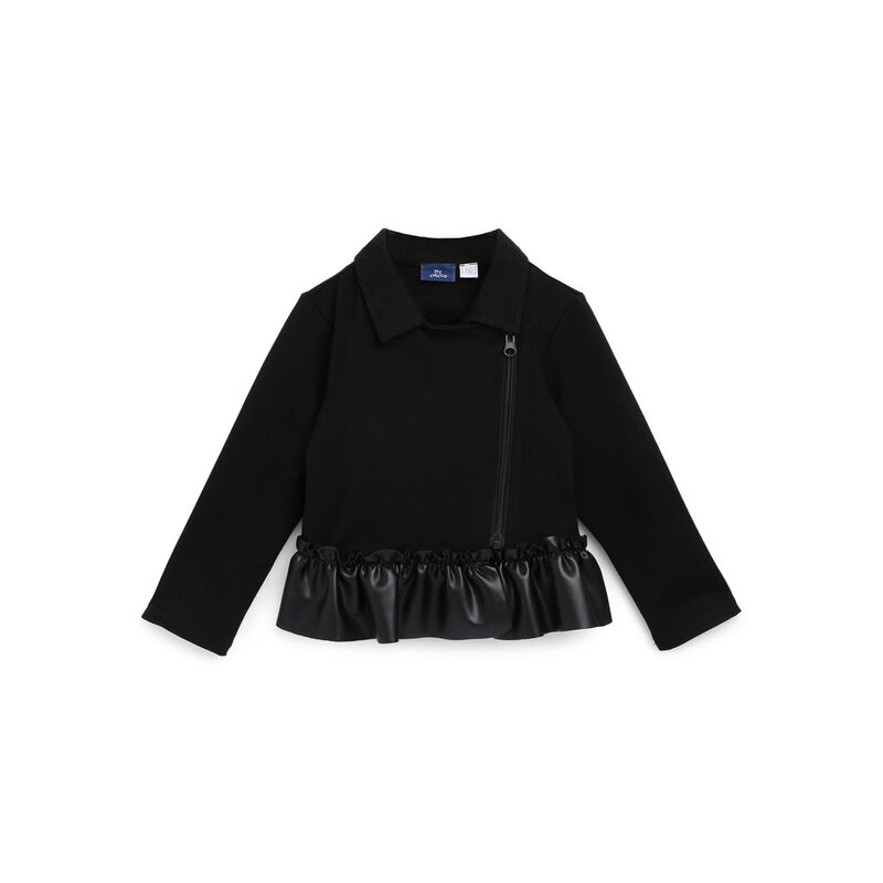 Girls Black Solid Cardigan image number 0
